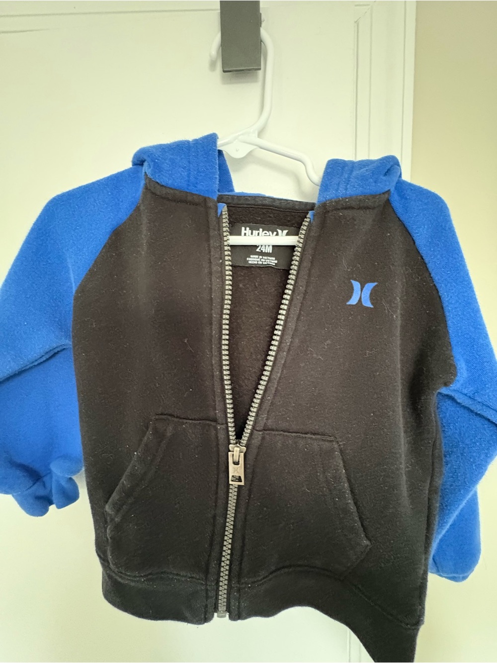 Hurley Kids Black and Blue Fleece Zip Hoodie